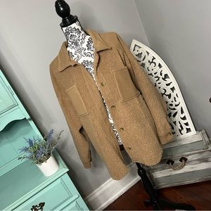 American Eagle Teddy Sherpa Shacket Size Large Camel Brown Boho Bohemian Lounge